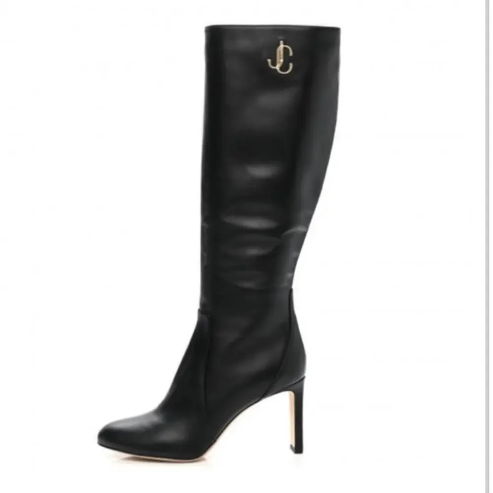 Jimmy Choo Shiny calfskin Mahesa 85 Knee high boots size‎ 38.5